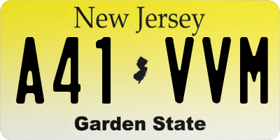 NJ license plate A41VVM
