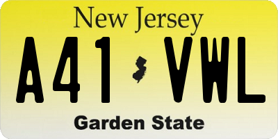NJ license plate A41VWL