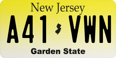 NJ license plate A41VWN