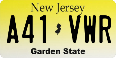 NJ license plate A41VWR