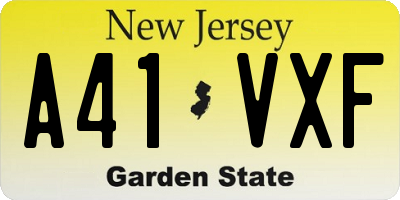NJ license plate A41VXF