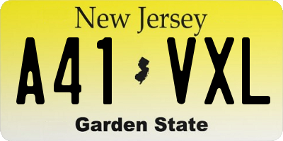 NJ license plate A41VXL