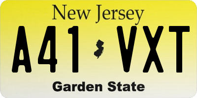 NJ license plate A41VXT