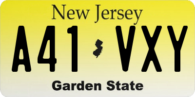 NJ license plate A41VXY