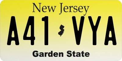 NJ license plate A41VYA