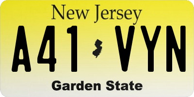 NJ license plate A41VYN