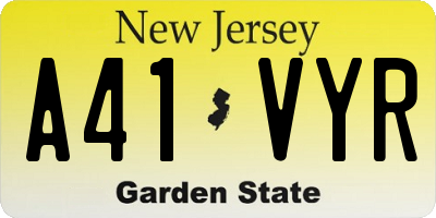NJ license plate A41VYR