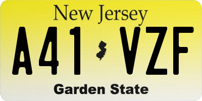 NJ license plate A41VZF