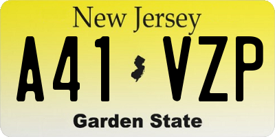 NJ license plate A41VZP