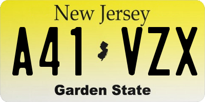 NJ license plate A41VZX