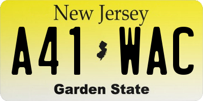 NJ license plate A41WAC