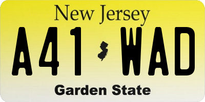 NJ license plate A41WAD