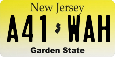 NJ license plate A41WAH