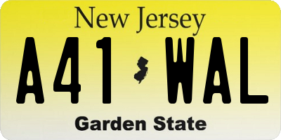 NJ license plate A41WAL