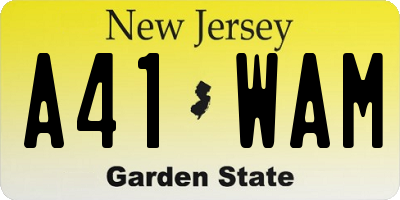 NJ license plate A41WAM