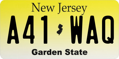 NJ license plate A41WAQ