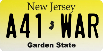 NJ license plate A41WAR