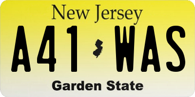 NJ license plate A41WAS