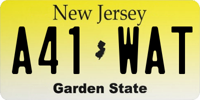 NJ license plate A41WAT