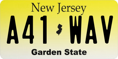 NJ license plate A41WAV