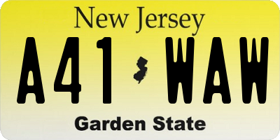 NJ license plate A41WAW