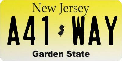 NJ license plate A41WAY