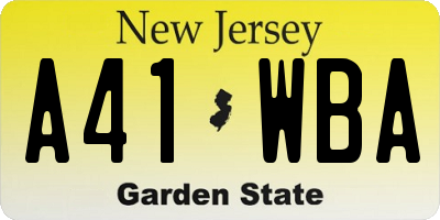 NJ license plate A41WBA