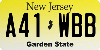 NJ license plate A41WBB