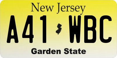 NJ license plate A41WBC