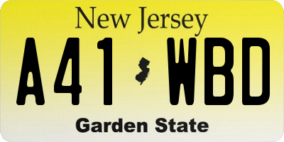 NJ license plate A41WBD
