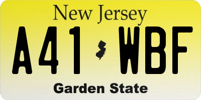 NJ license plate A41WBF