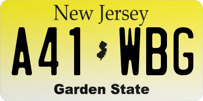 NJ license plate A41WBG