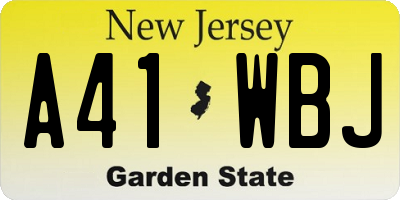 NJ license plate A41WBJ