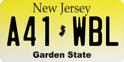 NJ license plate A41WBL