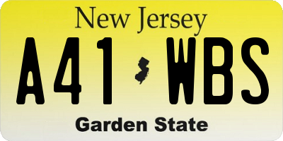 NJ license plate A41WBS