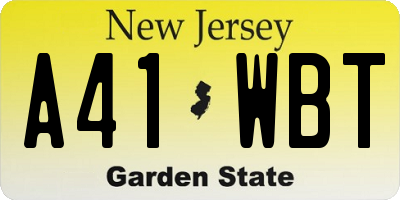 NJ license plate A41WBT