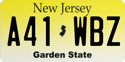 NJ license plate A41WBZ