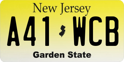 NJ license plate A41WCB