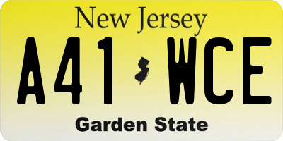 NJ license plate A41WCE