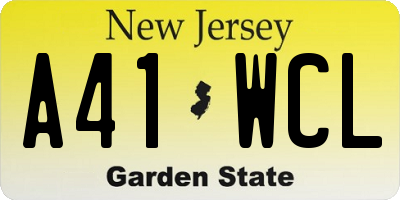 NJ license plate A41WCL