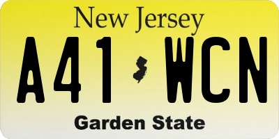 NJ license plate A41WCN