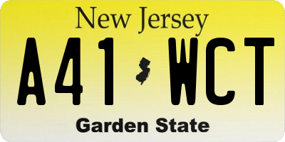 NJ license plate A41WCT