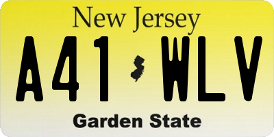 NJ license plate A41WLV