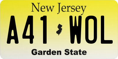 NJ license plate A41WOL