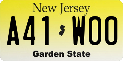 NJ license plate A41WOO