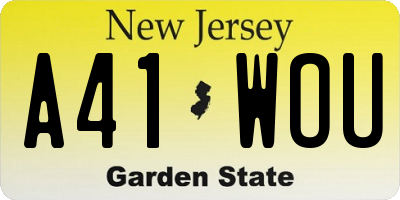 NJ license plate A41WOU