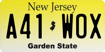 NJ license plate A41WOX