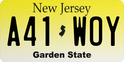 NJ license plate A41WOY
