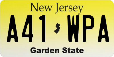 NJ license plate A41WPA