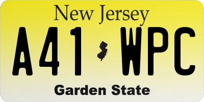 NJ license plate A41WPC